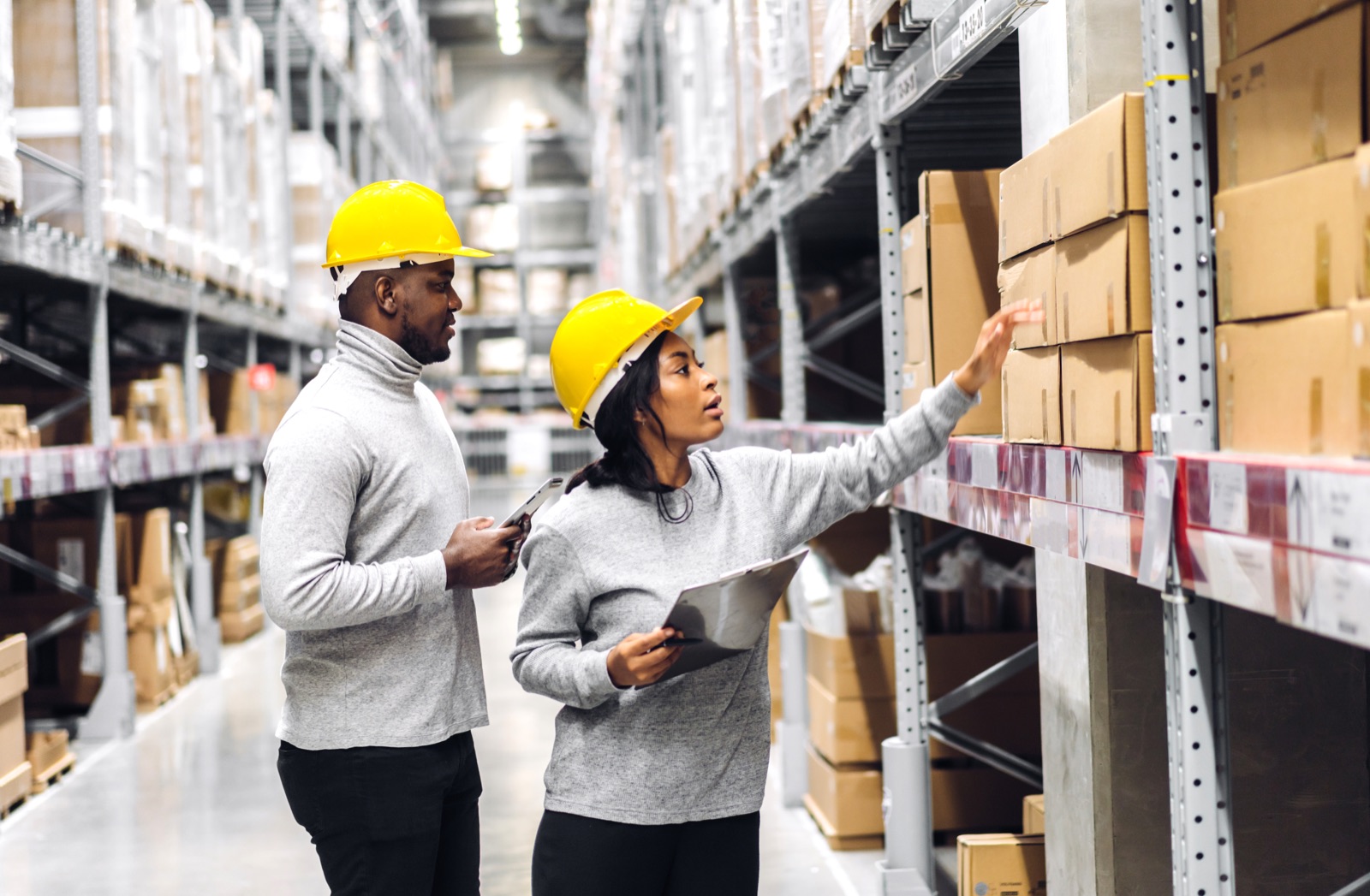 Warehouse team checking inventory