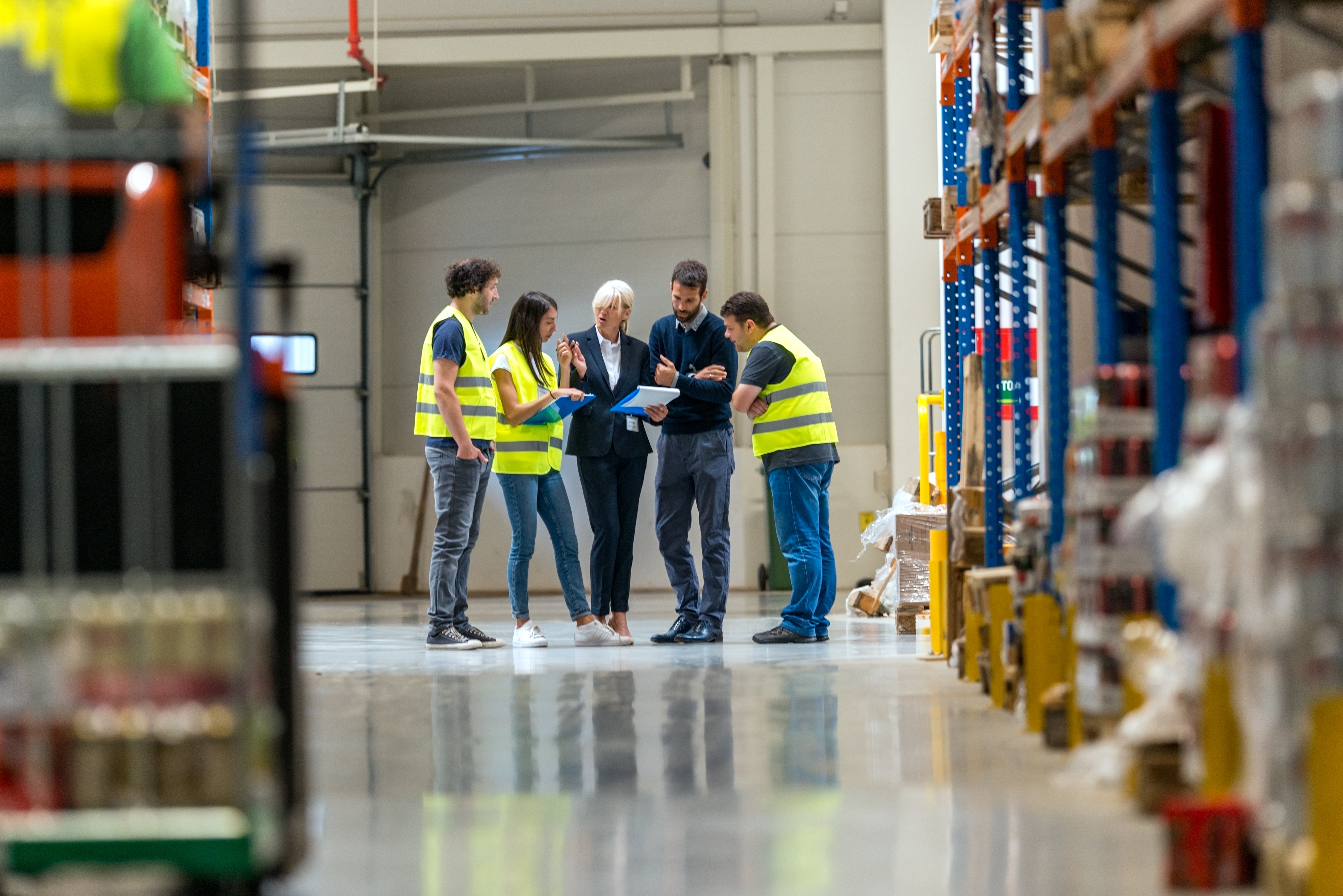 Warehouse team meeting